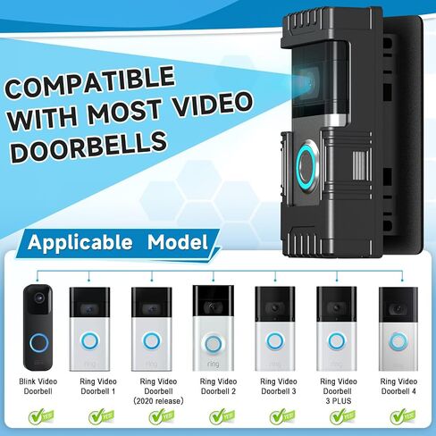 Anti-Theft Doorbell Mount Compatible with Ring/Blink, No-Drill Camera Holder, Adjustable Mounting Bracket Accessories, for Doorbell 1/2/3/4/3Plus/2020 2023 2024 Release/Pro/Pro 2 in Saudi Arabia