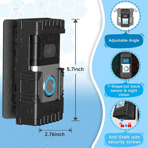 Anti-Theft Doorbell Mount Compatible with Ring/Blink, No-Drill Camera Holder, Adjustable Mounting Bracket Accessories, for Doorbell 1/2/3/4/3Plus/2020 2023 2024 Release/Pro/Pro 2 in Saudi Arabia