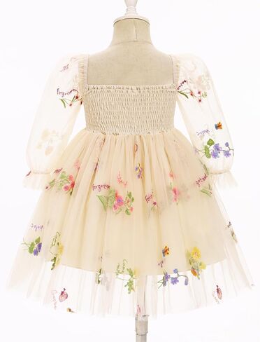 Obeeii عيد ميلاد Tulle Dress Baby Girls Long Sleeve Floral Dress Toddler in Kuwait