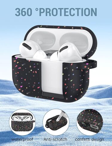 W-Rara Airpods Pro 2nd Generation ، Confetti Flakes Soft Sister Silicone Cover متوافق مع غطاء حالة الشحن Apple Airpods Pro 2nd و 1 مع سلسلة مفاتيح ، مصنوعة من مواد معاد تدويرها in Kuwait