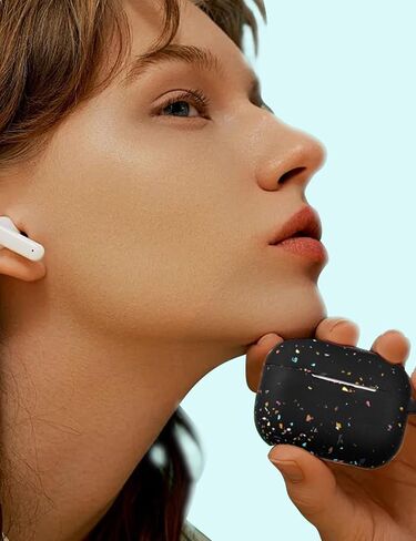 W-Rara Airpods Pro 2nd Generation ، Confetti Flakes Soft Sister Silicone Cover متوافق مع غطاء حالة الشحن Apple Airpods Pro 2nd و 1 مع سلسلة مفاتيح ، مصنوعة من مواد معاد تدويرها in Kuwait