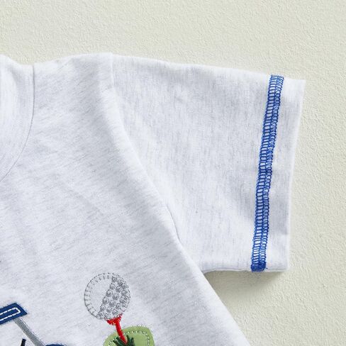 Summer Toddler Baby Boy Girl Golf Outfit Funny Letter Print Short Sleeve Shirt Jogger Shorts Infant Sets in Saudi Arabia