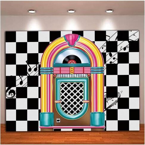 HQM Back to 50's Sock Hop Photography Banner Birthday Rock Roll 50's 60's Hop Party Photo Background Retro Diner Time Classic Backdrop 71x47.2 Inch Supplies in Saudi Arabia