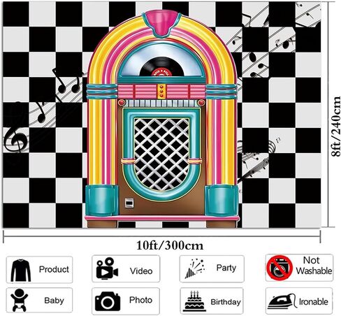 HQM Back to 50's Sock Hop Photography Banner Birthday Rock Roll 50's 60's Hop Party Photo Background Retro Diner Time Classic Backdrop 71x47.2 Inch Supplies in Saudi Arabia