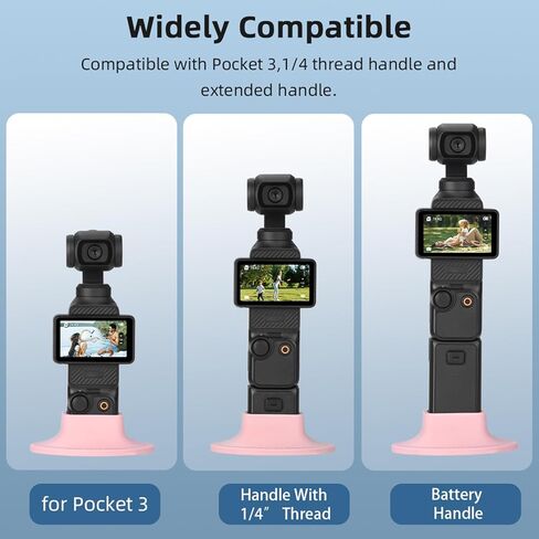 Mount Pocket 3 Stand Base Mount ، Silicone Non -Slip Desktop Mount for DJI Osmo Pocket 3 Creator Combo ، موقف مضغوط خفيف الوزن لإكسسوارات مقبض Osmo Pocket 3 - رمادية in Kuwait