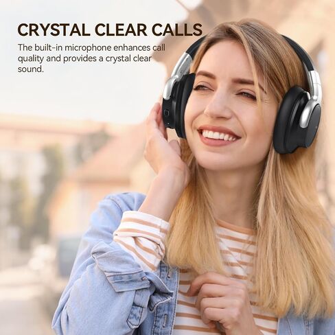 سماعات الرأس Ausdom Bluetooth إلغاء سماعات الرأس: E7 Wireless Over Ear ANC سماعات ANC مع الميكروفون ، وقت اللعب 50H ، صوت استريو Hi-Fi ، أسماء أذن مريحة لأعمال السفر البالغين ، الأحمر الأسود. in Kuwait