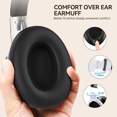 سماعات الرأس Ausdom Bluetooth إلغاء سماعات الرأس: E7 Wireless Over Ear ANC سماعات ANC مع الميكروفون ، وقت اللعب 50H ، صوت استريو Hi-Fi ، أسماء أذن مريحة لأعمال السفر البالغين ، الأحمر الأسود. in Kuwait