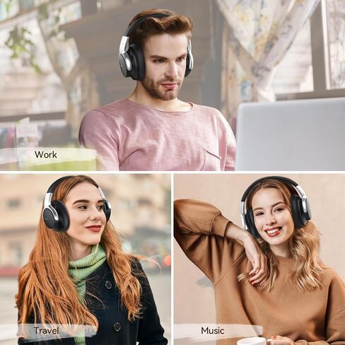 سماعات الرأس Ausdom Bluetooth إلغاء سماعات الرأس: E7 Wireless Over Ear ANC سماعات ANC مع الميكروفون ، وقت اللعب 50H ، صوت استريو Hi-Fi ، أسماء أذن مريحة لأعمال السفر البالغين ، الأحمر الأسود. in Kuwait