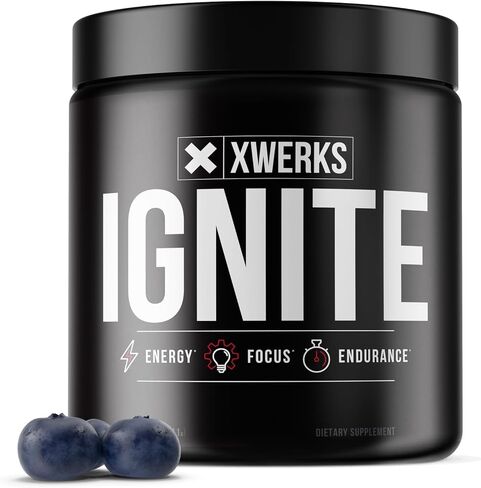 Xwerks Ignite Green Apple Pre Workout Powder ، أفضل التمرين الطبيعي للنساء والرجال ذوي الطاقة المتفجرة ، ومزيج مسبق خالي من الغلوتين لقدرة التحمل ، 150 ملغ من الكافيين 30 حصة in Saudi Arabia