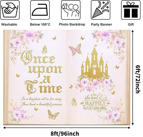 Avezano ذات مرة على خلفية زمنية للفتيات Floral Castle Princess Fairy Tale Birthday Party Decoration Flowers Butterfly Storybook Photos Background for Baby Shower (Pink ، 7x5ft) in Saudi Arabia