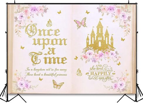 Avezano ذات مرة على خلفية زمنية للفتيات Floral Castle Princess Fairy Tale Birthday Party Decoration Flowers Butterfly Storybook Photos Background for Baby Shower (Pink ، 7x5ft) in Saudi Arabia