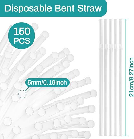 150PCS Disposable Plastic Drinking Straws - Flexible Drinking Straws Long Plastic Straws Drinking Straws Bendable Colorful PP Plastic Straws for Home Use Milk Juice Drinks in Saudi Arabia