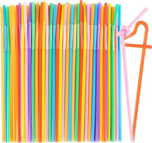 150PCS Disposable Plastic Drinking Straws - Flexible Drinking Straws Long Plastic Straws Drinking Straws Bendable Colorful PP Plastic Straws for Home Use Milk Juice Drinks in Saudi Arabia