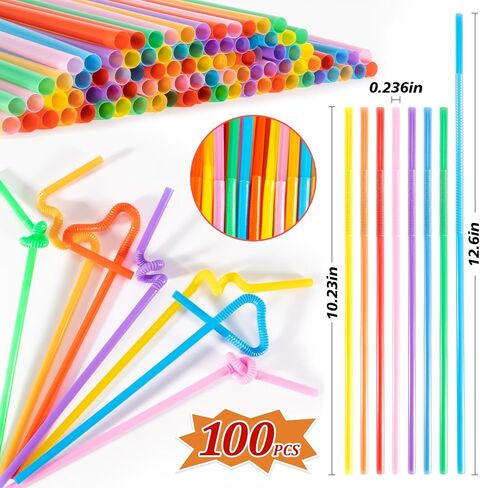 150PCS Disposable Plastic Drinking Straws - Flexible Drinking Straws Long Plastic Straws Drinking Straws Bendable Colorful PP Plastic Straws for Home Use Milk Juice Drinks in Saudi Arabia