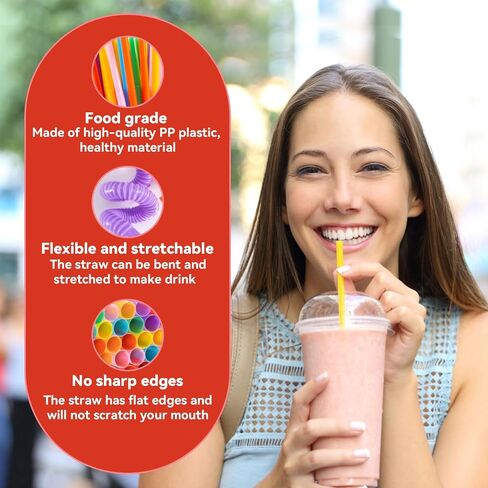 150PCS Disposable Plastic Drinking Straws - Flexible Drinking Straws Long Plastic Straws Drinking Straws Bendable Colorful PP Plastic Straws for Home Use Milk Juice Drinks in Saudi Arabia