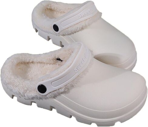 Garden Clogs Fuzzy for House : Women Men Warm Fur Lined Slippers for Winter Unisex Non-Slip Mules for Indoor Outdoor Navy Blue in Saudi Arabia