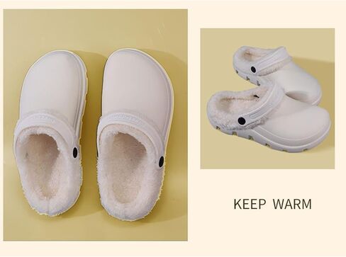 Garden Clogs Fuzzy for House : Women Men Warm Fur Lined Slippers for Winter Unisex Non-Slip Mules for Indoor Outdoor Navy Blue in Saudi Arabia
