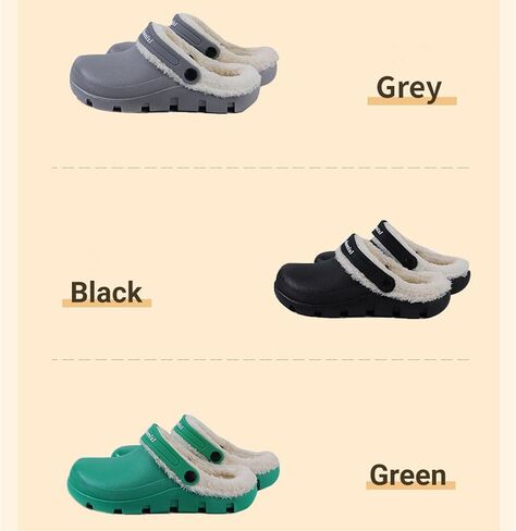 Garden Clogs Fuzzy for House : Women Men Warm Fur Lined Slippers for Winter Unisex Non-Slip Mules for Indoor Outdoor Navy Blue in Saudi Arabia