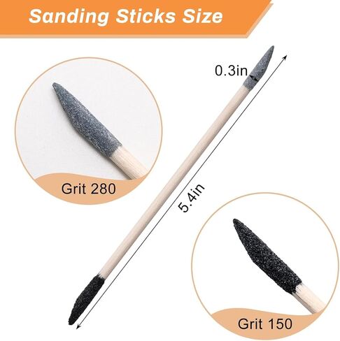 60 Pcs Sanding Stick Double End Matchsticks Sanding Twigs Coolrunner 5.4Inch Sanding Twigs Fine Detailing for Plastic Models Wood Hobby, 150/280 Grit in Kuwait