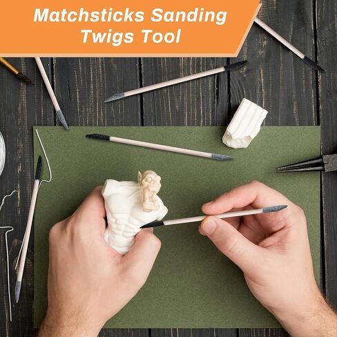 60 Pcs Sanding Stick Double End Matchsticks Sanding Twigs Coolrunner 5.4Inch Sanding Twigs Fine Detailing for Plastic Models Wood Hobby, 150/280 Grit in Kuwait