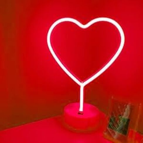BHCLIGHT Pink Heart Neon Sign, LED Neon Light Battery Operated or USB Powered Lamp Valentines Day, Table Decorations Lights for Room Dorm Wedding Anniversary Bedroom Classroom Decor in Saudi Arabia