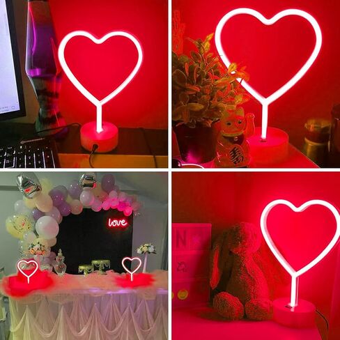 BHClight Pink Heart Neon Sign ، LED Neon Light Battery يتم تشغيله أو مصباح USB مدعومًا بعيد الحب ، وأضواء زخارف الطاولة لغرفة زواج زفاف ديكور الفصول الدراسية in Kuwait