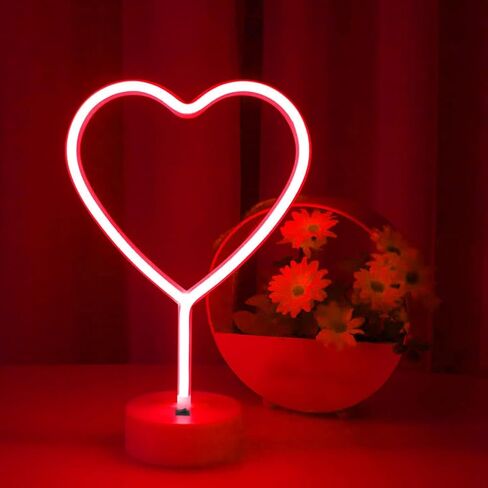 BHClight Pink Heart Neon Sign ، LED Neon Light Battery يتم تشغيله أو مصباح USB مدعومًا بعيد الحب ، وأضواء زخارف الطاولة لغرفة زواج زفاف ديكور الفصول الدراسية in Kuwait