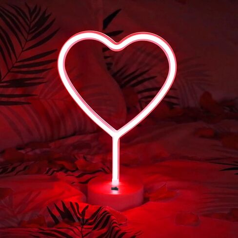 BHClight Pink Heart Neon Sign ، LED Neon Light Battery يتم تشغيله أو مصباح USB مدعومًا بعيد الحب ، وأضواء زخارف الطاولة لغرفة زواج زفاف ديكور الفصول الدراسية in Kuwait