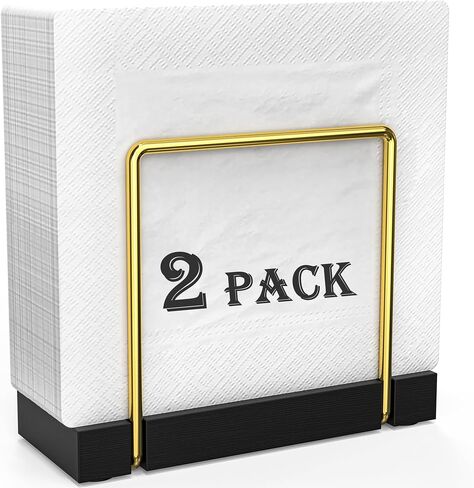 2 PACK Napkin Holder for Table, Napkin Dispenser for Kitchen Dining Farmhouse Cocktail Picnic Bar Rustic Wood Holders for Paper Mail Bills Suitable for All Dining Room Decors (Black) in Saudi Arabia