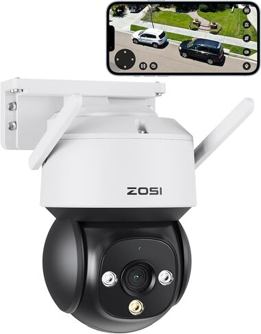 Zosi 5MP 3K C296 Aurora Lux Plug-in Wi-Fi 6 Camera ، PT Wireless Camera مع مسار تلقائي ، اكتشاف AI ، ليلة كاملة اللون ، ضوء ذكي وتنبيه صفارات الإنذار ، الصوت ثنائي الاتجاه ، التخزين المحلي in Saudi Arabia