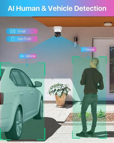 Zosi 5MP 3K C296 Aurora Lux Plug-in Wi-Fi 6 Camera ، PT Wireless Camera مع مسار تلقائي ، اكتشاف AI ، ليلة كاملة اللون ، ضوء ذكي وتنبيه صفارات الإنذار ، الصوت ثنائي الاتجاه ، التخزين المحلي in Saudi Arabia