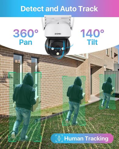 Zosi 5MP 3K C296 Aurora Lux Plug-in Wi-Fi 6 Camera ، PT Wireless Camera مع مسار تلقائي ، اكتشاف AI ، ليلة كاملة اللون ، ضوء ذكي وتنبيه صفارات الإنذار ، الصوت ثنائي الاتجاه ، التخزين المحلي in Saudi Arabia