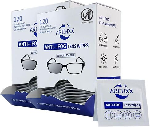 Anti Fog Wipes for Glasses, 120 Count,Pre-Moistened Cleaning Wipes,Lens Cleaner, Lens Wipes for Eyeglasses,Sunglasses,Goggles,Screen,Phone,Individually Wrapped Eye Glasses Cleaner Wipes&Lens Wipes in Kuwait