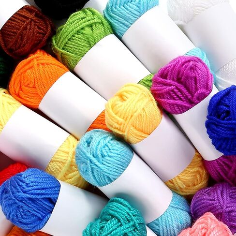 12 Skeins Acrylic Yarn Mini Craft Yarn 100% Acrylic Yarn for Crocheting, Starter Crochet Bulk Yarn for Child, Adult Knitting Crochet & Crafts (12 x 15g) in Saudi Arabia