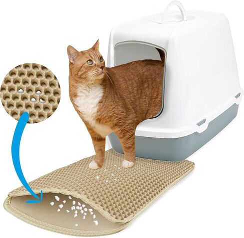 XS Cat Litter Mat Black 14.5"x11.5" - Washable Kitty Litter Catcher for Small Spaces – Non-Slip, Waterproof Cat Litter Trapping Mat – Compact Litter Box Rug for Tiny Rooms – Inovida Pet Litter Mat in Kuwait