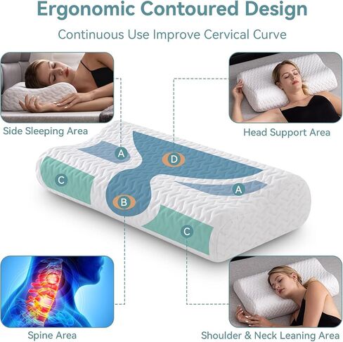 Hcore Memory Foam Pillow for Sleeping, Small Travel, Adjustable, Breathable and Soft, CertiPUR-US Certified, 12x20 lnch in Saudi Arabia