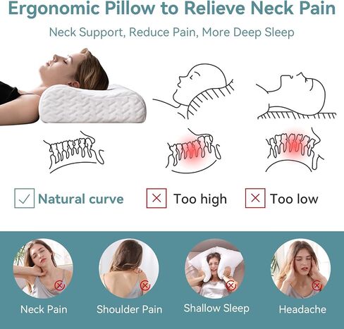 Hcore Memory Foam Pillow for Sleeping, Small Travel, Adjustable, Breathable and Soft, CertiPUR-US Certified, 12x20 lnch in Saudi Arabia