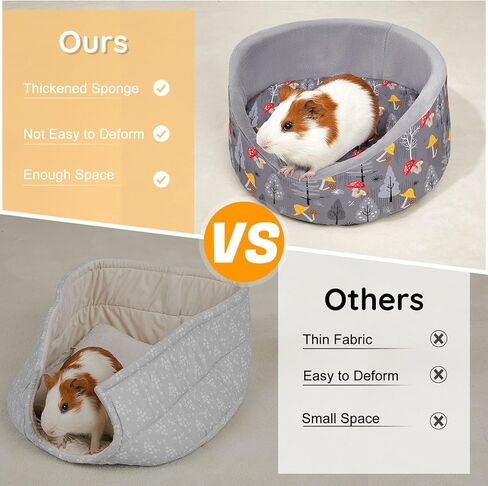 Glittme سرير خنزير غينيا سرير أرنب ناعم مع حصيرة سميكة قابلة للإزالة، سرير أرنب قابل للغسل في الغسالة، إكسسوارات خنزير غينيا، بيت خنزير غينيا المريح لخنزير غينيا، الأرنب، النمس، سرير دائري على شكل كأس in Kuwait