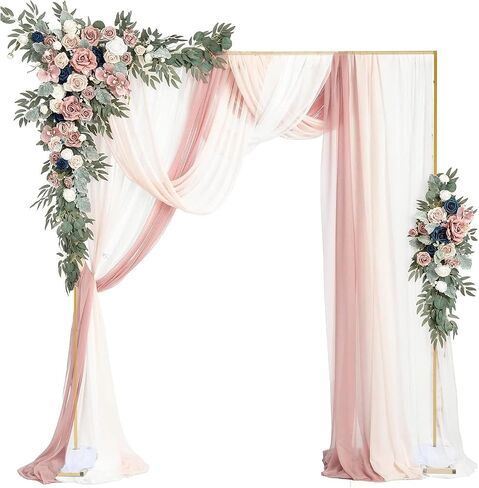 Metal Arch Backdrop Stand and Balloon Arch Cover Spandex Fitted Arch Background Chiara Round Top Backdrop Stand Cover for Birthday Party Baby Shower Decorations (6Ft,6.6Ft) in Saudi Arabia
