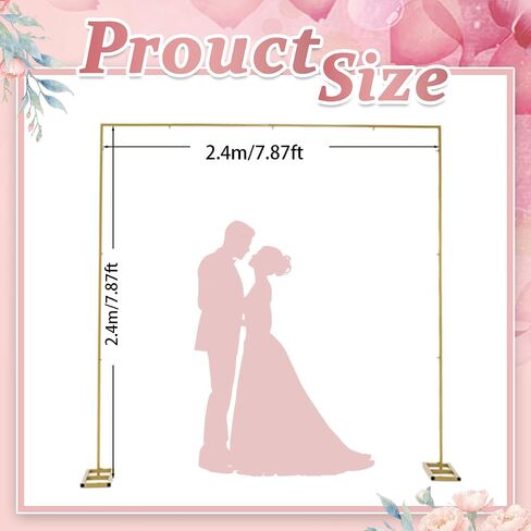 Metal Arch Backdrop Stand and Balloon Arch Cover Spandex Fitted Arch Background Chiara Round Top Backdrop Stand Cover for Birthday Party Baby Shower Decorations (6Ft,6.6Ft) in Saudi Arabia
