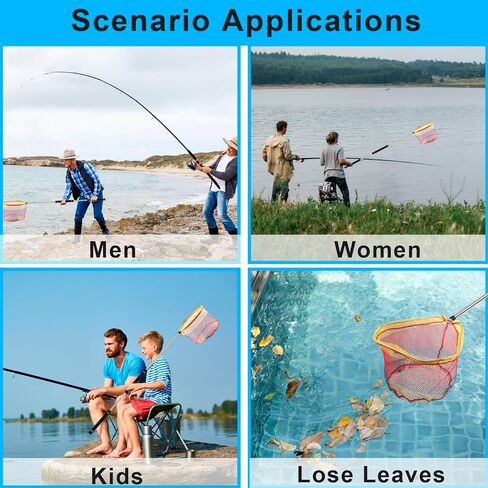 Fishing Landing Net, Fishing Net with Handle for Fishing with Splicing Extension Pole Handle Sturdy Stainless Steel Tubes Comfortable Sponge Handle, yellow in Saudi Arabia