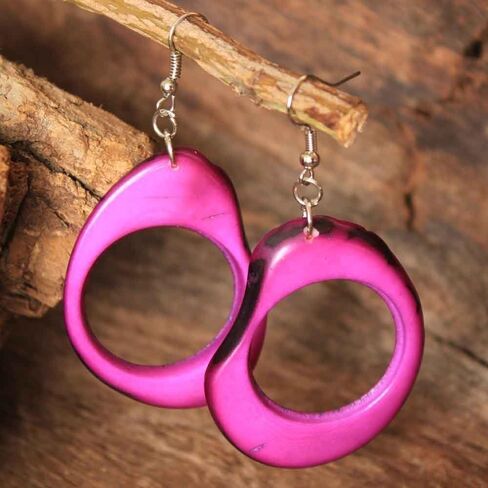 Black Tagua Necklace and Earring Set for Women, Artisan Handmade Fair Trade Jewelry in Saudi Arabia