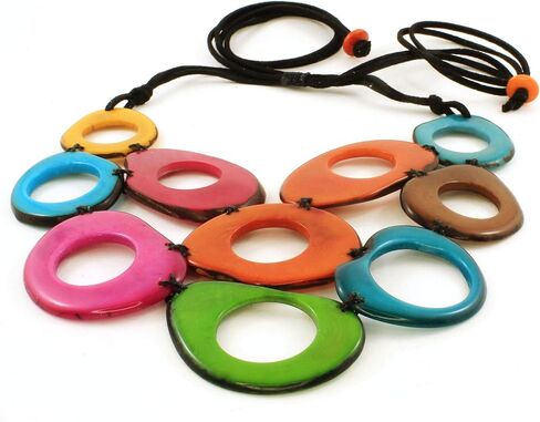 Black Tagua Necklace and Earring Set for Women, Artisan Handmade Fair Trade Jewelry in Saudi Arabia