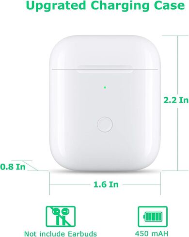CivPower Wireless Charge Case متوافق مع AirPods 1 2 ， استبدال حالة الشاحن Air Pods مع زر مزامنة الاقتران Bluetooth ， لا توجد أيبودس (أسود) in Kuwait