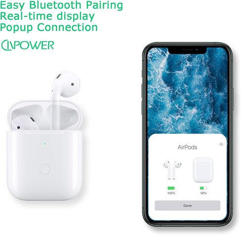 CivPower Wireless Charge Case متوافق مع AirPods 1 2 ， استبدال حالة الشاحن Air Pods مع زر مزامنة الاقتران Bluetooth ， لا توجد أيبودس (أسود) in Kuwait