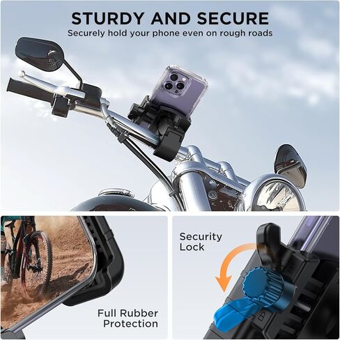 Miracase Motorcycle Phone Mount, One Touch Release and Lock Bike Phone Holder, Bicycle Scooter Handlebar Phone Mount Holder, Bike Phone Mount Compatible with iPhone Google Samsung in Saudi Arabia