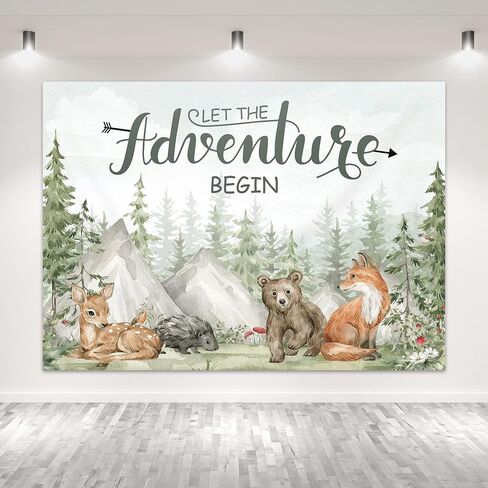 Glawry Noah's Ark Backdrop 7Wx5H Feet Boho Eucalyptus Leaves Cartoon Woodland Animals Jungle Kids Newborn Baby Shower Birthday Party Decorations Photography Background Photo Booth Studio in Saudi Arabia