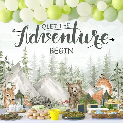 Glawry Noah's Ark Backdrop 7Wx5H Feet Boho Eucalyptus Leaves Cartoon Woodland Animals Jungle Kids Newborn Baby Shower Birthday Party Decorations Photography Background Photo Booth Studio in Saudi Arabia