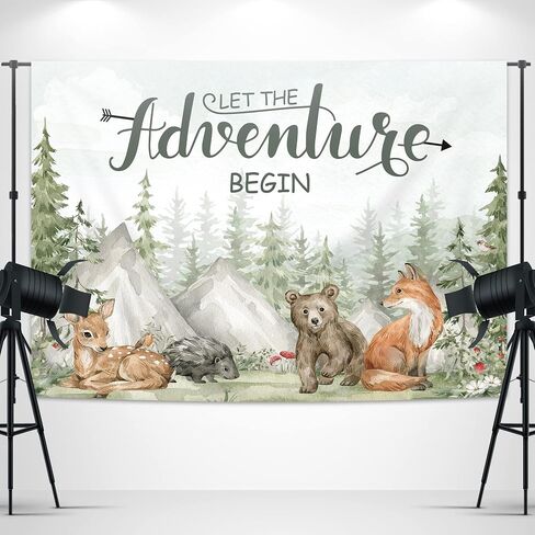 Glawry Noah's Ark Backdrop 7Wx5H Feet Boho Eucalyptus Leaves Cartoon Woodland Animals Jungle Kids Newborn Baby Shower Birthday Party Decorations Photography Background Photo Booth Studio in Saudi Arabia