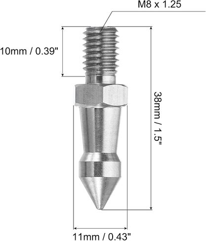 PATIKIL 1/4 Inch Thread Tripod Spike, 3 Pack Camera Tripod Ground Spike Screw Stainless Steel Spike Mount Adapter for Monopod Style 2, Silver in Saudi Arabia